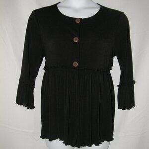 Black Sz XL Casual or Dress Stretchy Jersey Knit Long Sleeve Boho Tunic Shirt